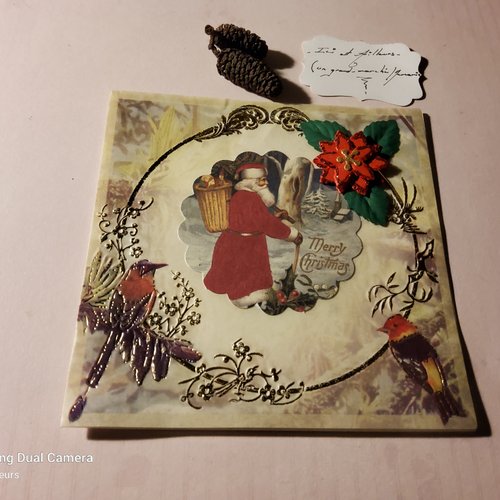 Carte double en vellum, noël et son enveloppe faite sur mesure