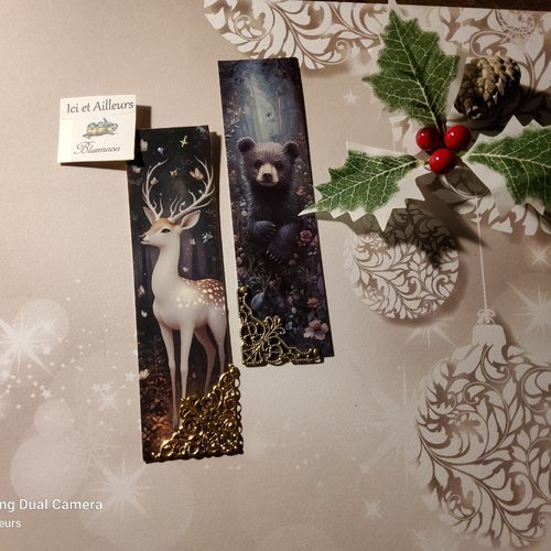 Reserve 》lot 2 marques pages illustrations animaux, embellissements métal. srapbooking, loisirs créatifs,  papéterie, petits cadeaux