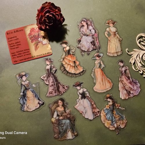 Lot de 10 embellissements, découpes femmes victoriennes. scrapbooking, loisirs créatifs, carterie, papeterie,étiquettes, journal