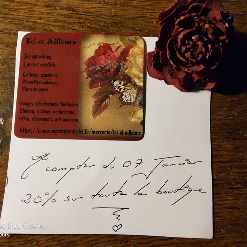 Reduction de 20 ٪ sur toute la boutique a compter du 7 janvier 2026 !