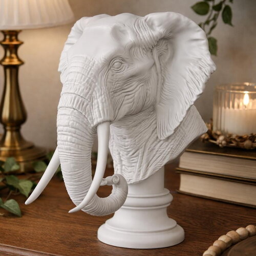 Buste éléphant en pla – sculpture décorative style classique – statue tête d’éléphant