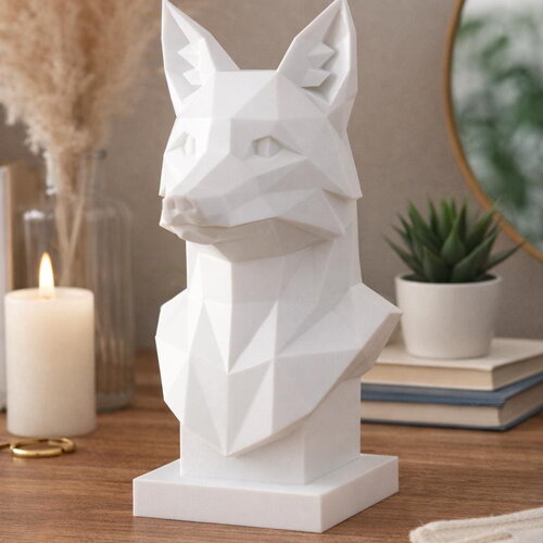 Buste renard géométrique en pla impression 3d – sculpture low poly moderne – décoration minimaliste – idée cadeau originale