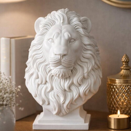 Buste de lion élégant en pla imprimé en 3d - décoration moderne et sophistiquée pour votre intérieur
