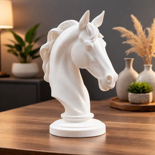 Buste cheval en pla – sculpture moderne imprimée en 3d – décoration intérieure élégante – idée cadeau passion équitation