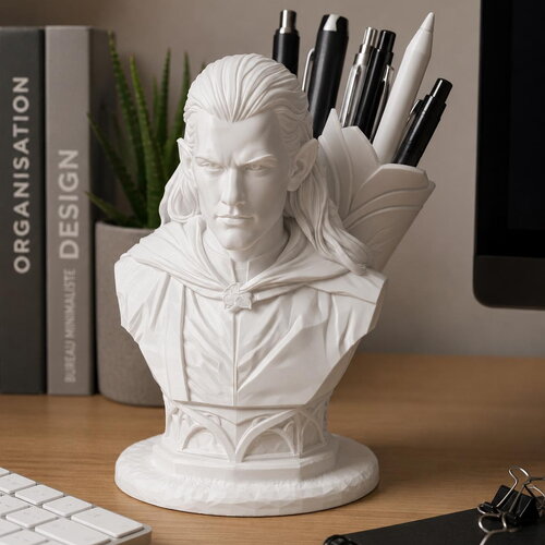 Porte-stylos elfe inspiré du seigneur des anneaux – organisateur de bureau fantaisie – décoration bureau geek – cadeau fan fantasy