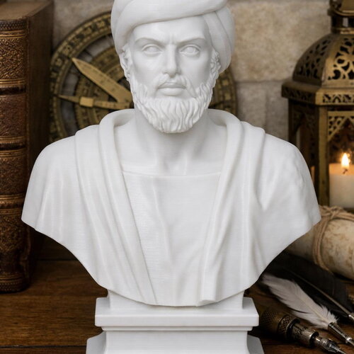 Buste d’averroès (ibn rushd) en pla – statue philosophe andalou – décoration bureau bibliothèque – impression 3d artisanale