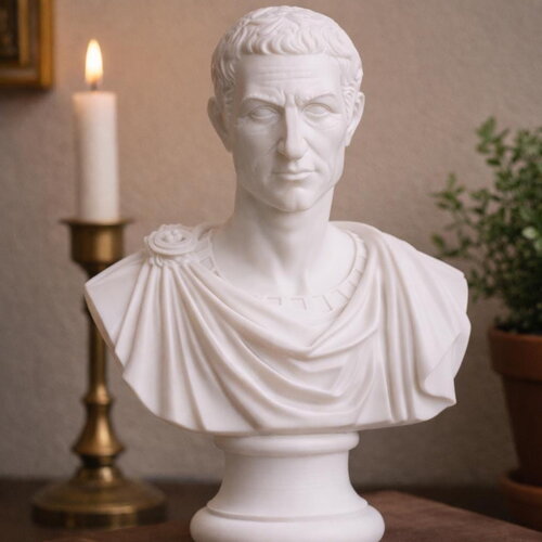 Buste de caius julius caesar en pla – statue romaine 3d imprimée – décoration antique –sculpture classique
