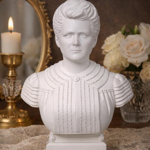 Buste de marie curie en pla – sculpture décorative imprimée en 3d – statue scientifique vintage – idée cadeau passion sciences