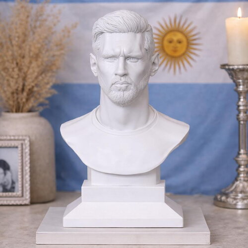 Buste messi - statue football en impression 3d pla – décoration sportive élégante – figurine et sculpture cadeau