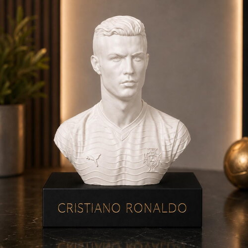 Buste cristiano ronaldo - statue football en impression 3d pla – décoration sportive élégante – figurine et sculpture cadeau
