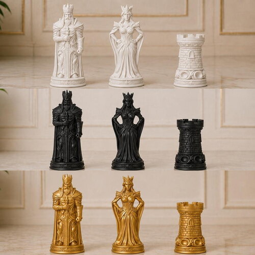 Jeu d’échecs 3d regnum | échecs médiévaux fantasy en pla | roi, reine, chevalier; tour | échiquier de collection