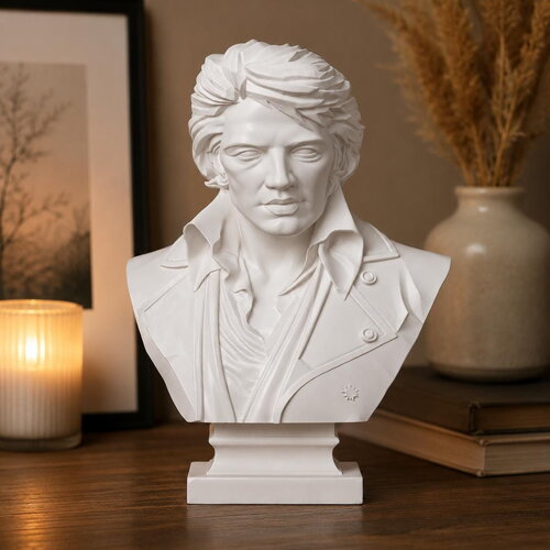 Buste d’elvis presley en impression 3d pla – sculpture décorative rock’n’roll statue de collection