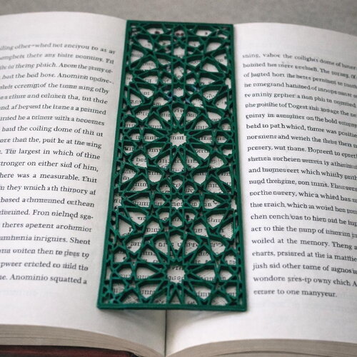 Marque-page géométrique imprimé en 3d en pla – motif arabesque – accessoire de lecture moderne