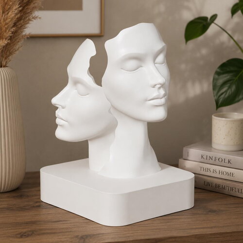 Sculpture abstraite double visage | décoration moderne minimaliste | art contemporain imprimé en 3d