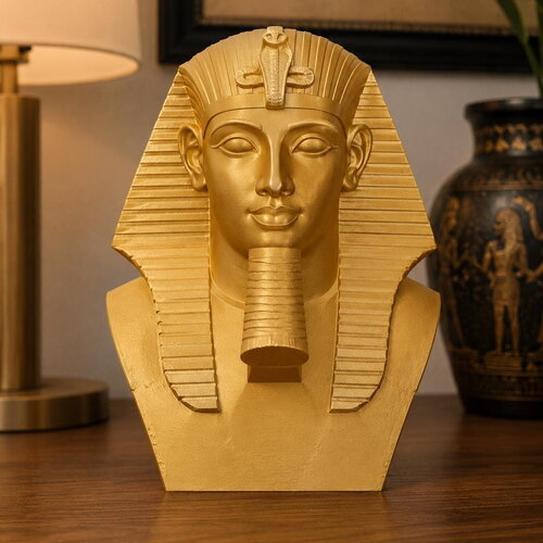 Statue pharaon égypte antique dorée – buste égyptien en pla doré impression 3d