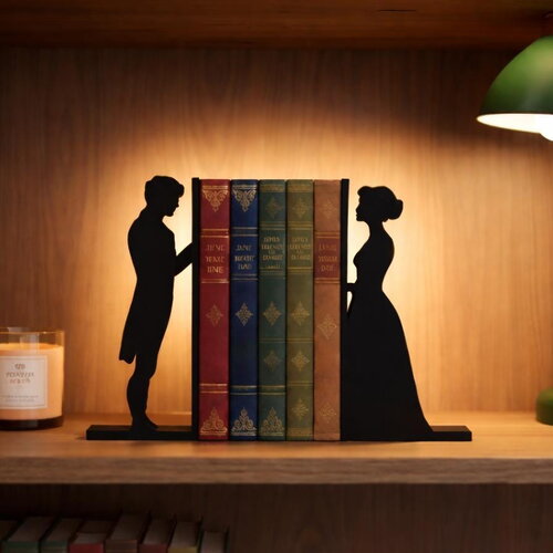 Serre-livres jane austen orgueil et préjugés – elizabeth bennet et mr darcy silhouette | bookends pride and prejudice