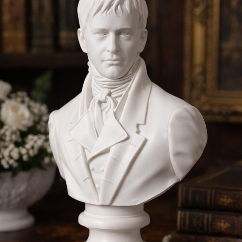 Buste de darcy – orgueil et préjugés – sculpture décorative en pla blanc – style classique – impression 3d