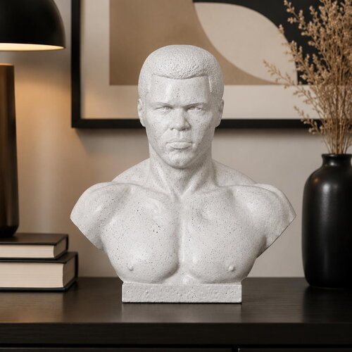 Buste muhammad ali en pla – sculpture 3d art déco, figurine collector boxe, cadeau fan sport, décoration maison