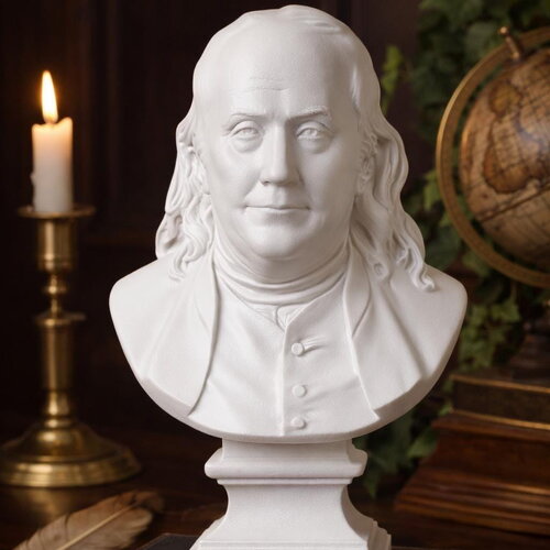 Buste de benjamin franklin en pla – sculpture historique – objet de décoration élégante