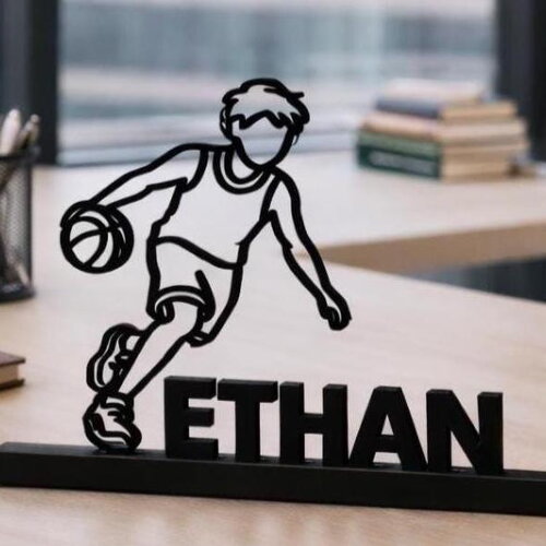 Prénom - sculputre basket personnalisé – figurine cadeau sport et basketball