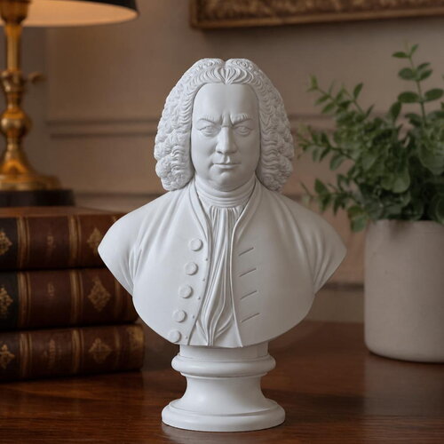 Buste jean-sébastien bach en pla | sculpture classique imprimée 3d | décoration musicale élégante | idée cadeau musicien