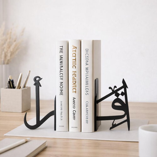 Serre-livres &amp; calligraphie arabe – décoration bureau minimaliste – bookends design moderne – cadeau amoureux des livres