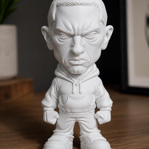 Figurine eminem 3d en pla – statue rapper style chibi – impression 3d – décoration bureau cadeau fan hip-hop