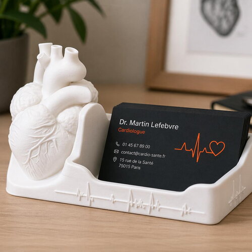Porte cartes de visite anatomique cœur | support bureau original médecin cardiologue | impression 3d pla