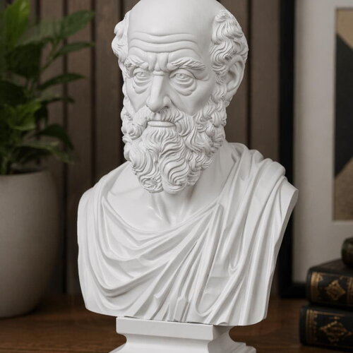 Buste de hippocrate – sculpture classique 3d en pla, élégance et sagesse pour bureau et intérieur