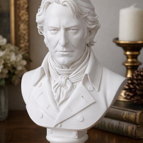 Buste colonel brandon – raison et sentiments – sculpture 3d en pla– décoration élégante style jane austen