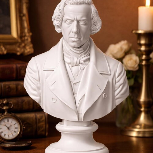 Buste de frédéric chopin – sculpture imprimée en 3d pla – décoration classique compositeur