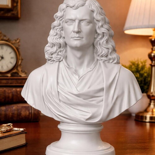 Buste isaac newton imprimé en 3d – statue scientifique en pla– décoration bureau vintage – idée cadeau science &amp; physique