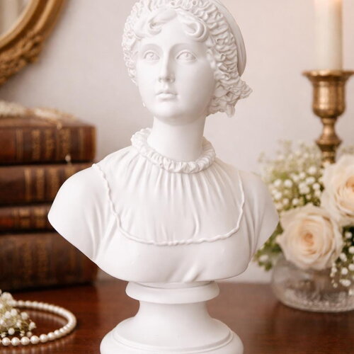 Buste de jane austen en impression 3d – sculpture classique élégante en pla pour décoration intérieure raffinée