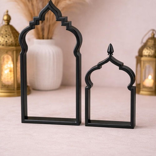 Lot de 2 cadres décoratifs islamiques – arche orientale minimaliste – décoration ramadan / eid – impression 3d moderne