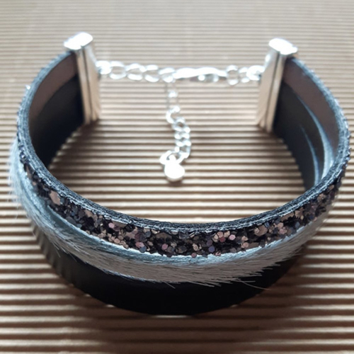 Bracelet manchette en cuir, pour femme