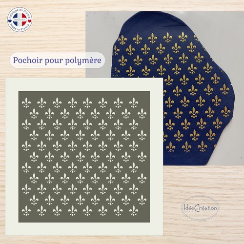 Pochoir de texture pour pâte polymère motif fleur de lys, feuille de texture, pochoir en pvc souple