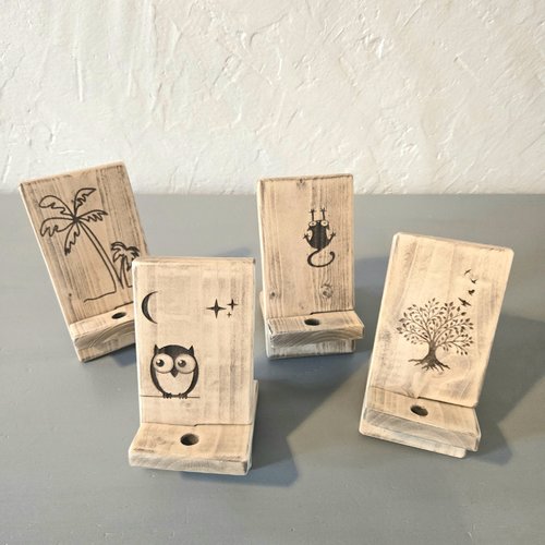 Support de téléphone portable personnalisé en bois