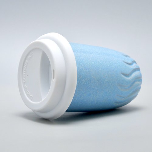 Mug de voyage "hot container" - mug de voyage en céramique bleu pastel brillant - mug réutilisable fait main - couvercle silicone