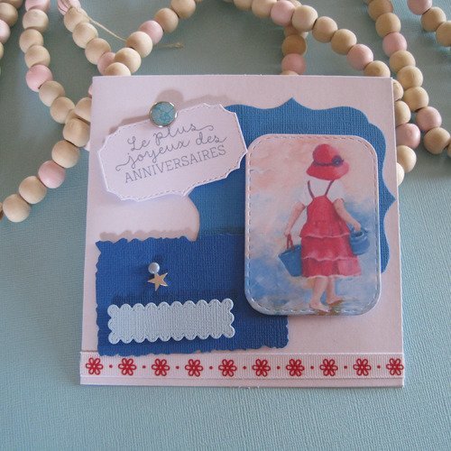 Carte Fille Bord De Mer Vacances Plage Joyeux Anniversaire Carte 3d Un Grand Marche