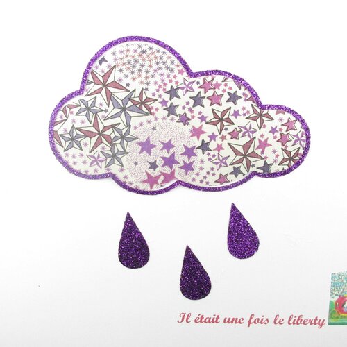 Appliqués thermocollants liberty nuage en tissu adelajda violet et flex pailleté motif thermocollant sans couture patch à repasser écusson
