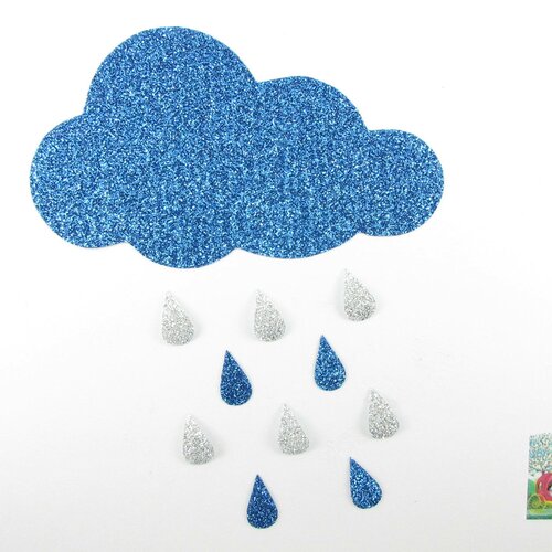 Appliqué thermocollant pailleté nuage tissu pailleté bleu et argent patch à repasser nuage motif thermocollant pailleté nuage écusson nuage