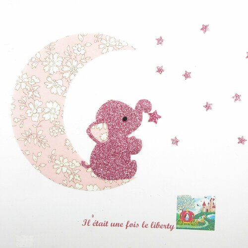 Appliqués thermocollants bébé éléphant lune étoiles tissu liberty capel nude flex pailleté patch à repasser décoration chambre enfant bébé