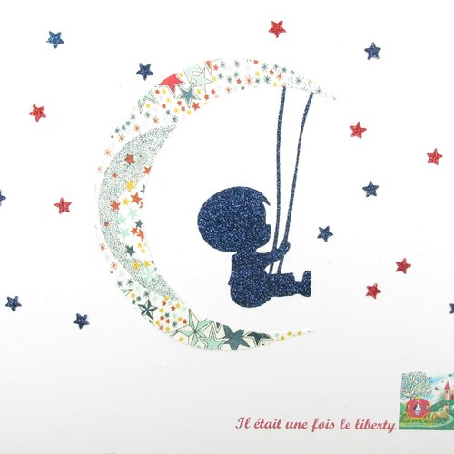 Appliqués thermocollants liberty petit garçon sur 1 balançoire adelajda multicolore+ flex thermocollant patch à repasser motif lune étoiles