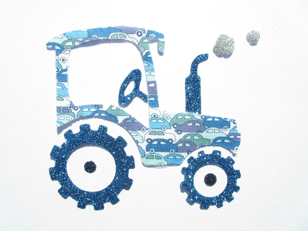 Appliqué thermocollant tracteur tissu bleu ciel flex pailleté patch à  repasser motif tracteur thermocollant applique écusson stickers - Un grand  marché