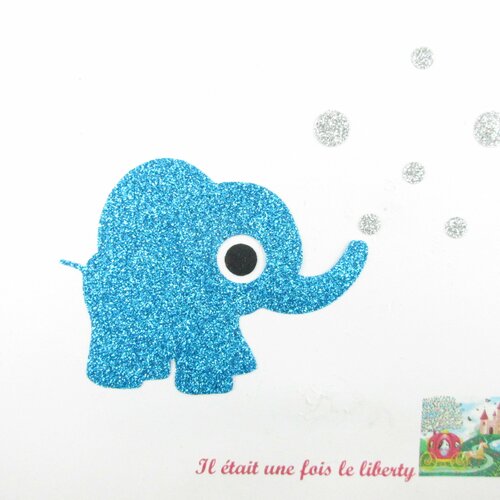Appliqués thermocollants bébé éléphant flex pailleté (coloris au choix) écusson sans couture patch à repasser