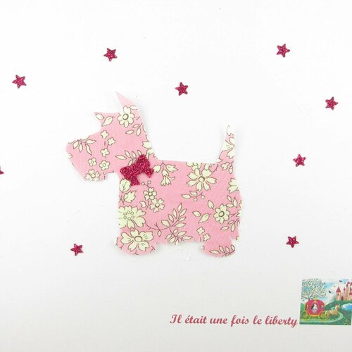 Appliqué thermocollant chien scottish liberty capel rose flex pailleté motif thermocollant liberty appliques à repasser patch chien écusson