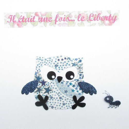 Appliqué thermocollant hibou bougon fourmi liberty adelada bleu flex pailleté patch à repasser motif thermocollant liberty applique écusson