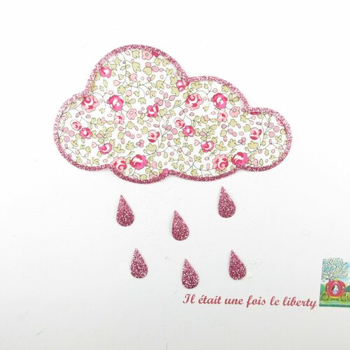 Appliqués thermocollants nuage en tissu liberty eloïse rose flex pailleté patch à repasser motif thermocollant liberty applique écusson