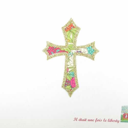 Appliqués thermocollants croix communion baptême médiévale liberty ciara summer flex pailleté patch à repasser motif sans couture écusson