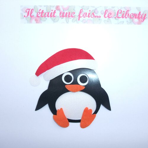 Appliqué thermocollant pingouin tissu velours noir rouge blanc orange bonnet de noël patch à repasser motifs thermocollants écussons